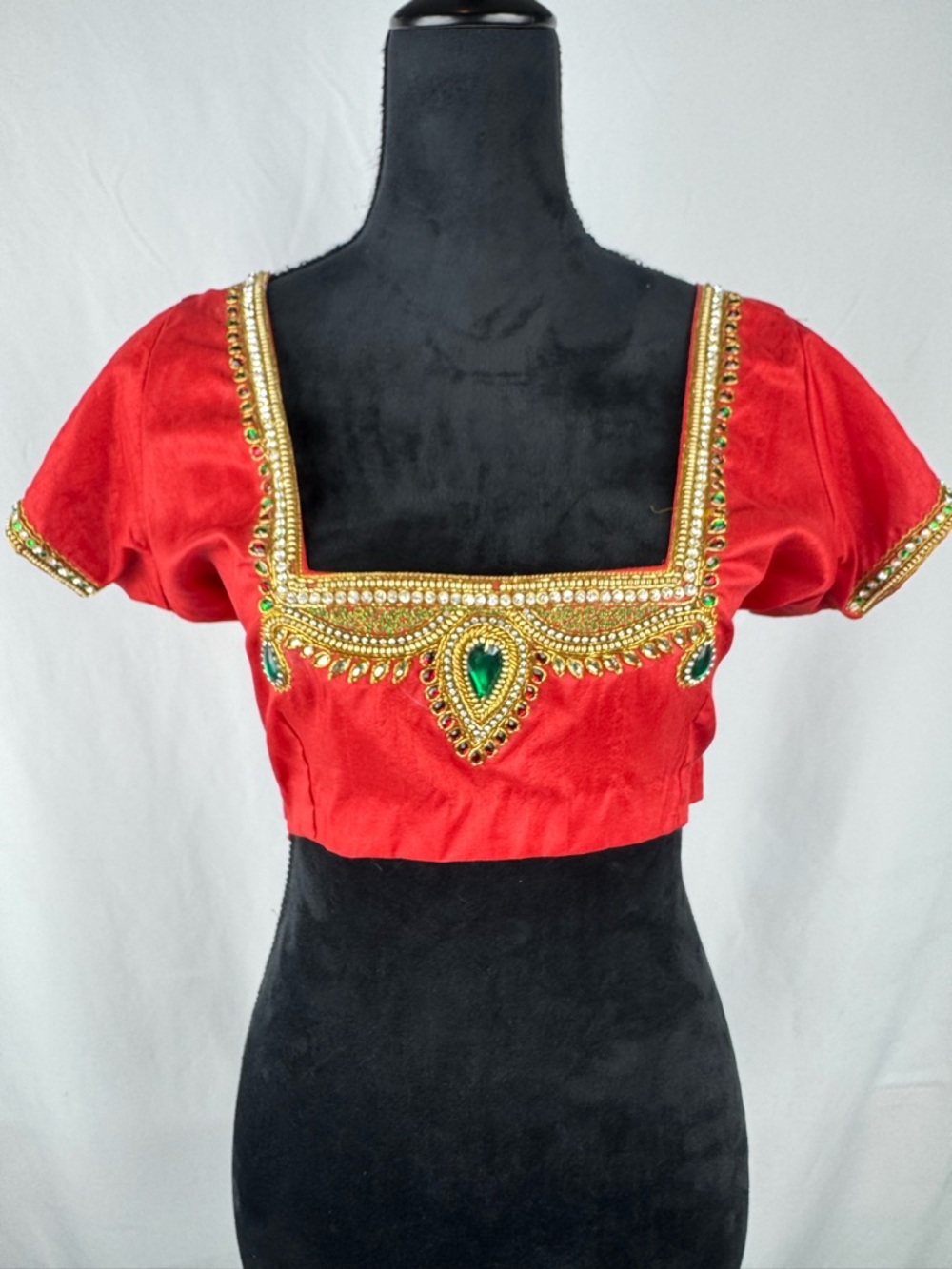 Handmade Indian Bridal Blouse with Hand Stitched Embroidery and Beading - Picture 1 of 5